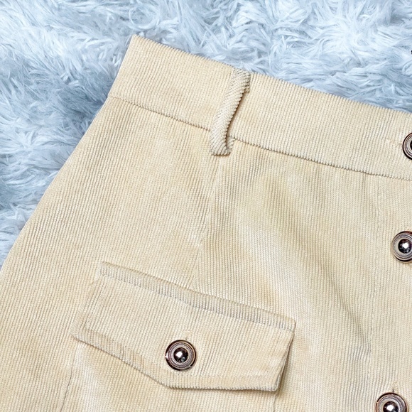 Vintage Corduroy Butter Yellow Mini Skirt with Gold Buttons Medium - Picture 5 of 7